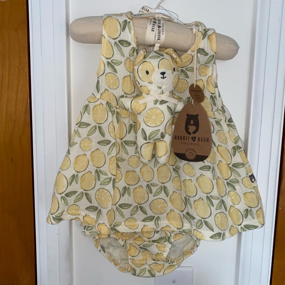 Rabbit & Bear Organic Lemon Print Diaper Cover Set